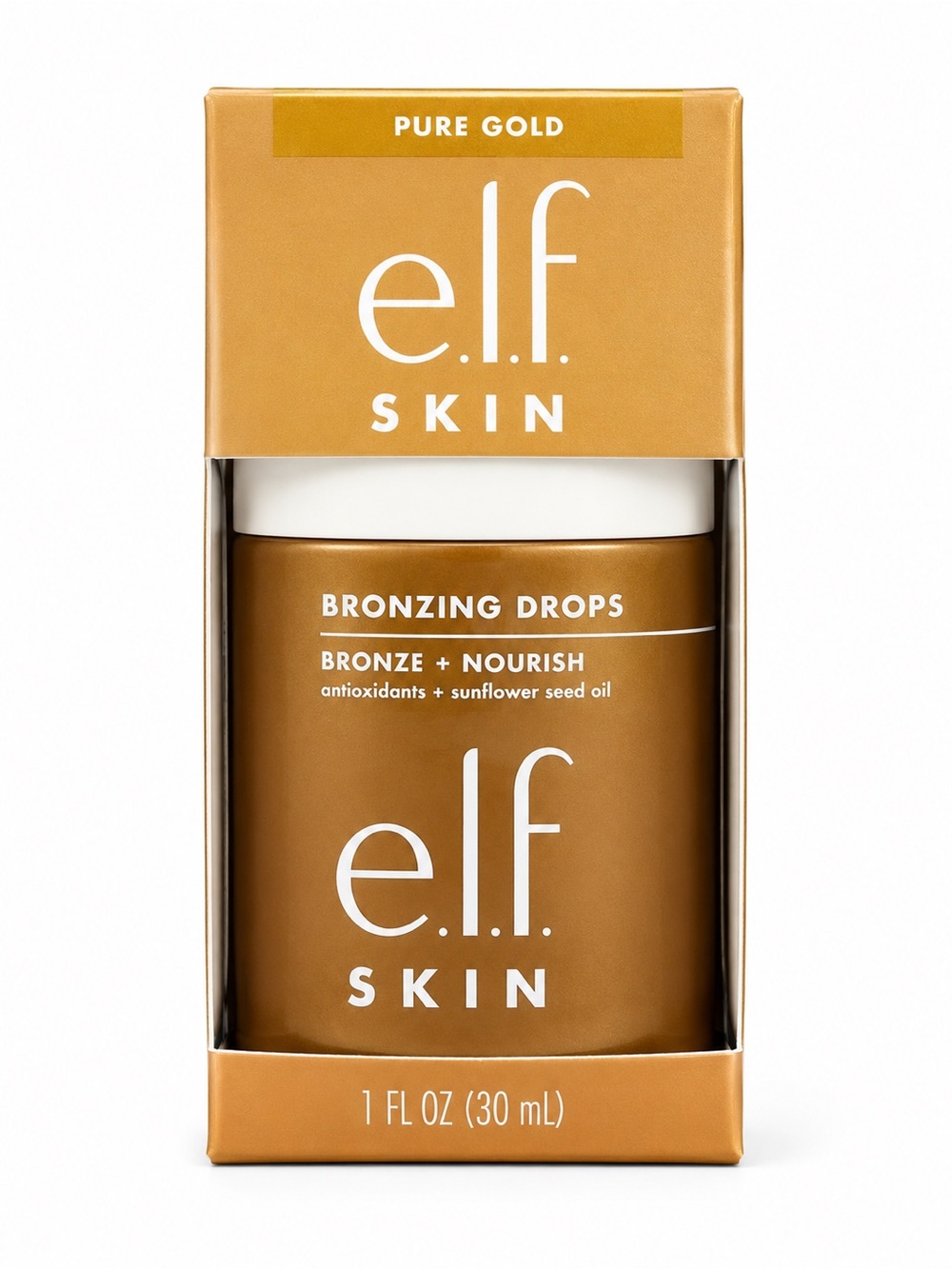 NEW e.l.f. SKIN Bronzing Drops Pure Gold 30mL | Glow Booster | Sealed
